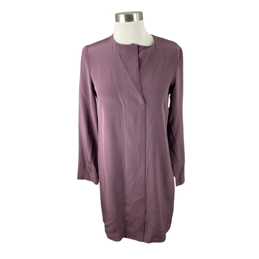 Falconeri S Mauve Purple 100% Silk Split Neck Sheath Dress